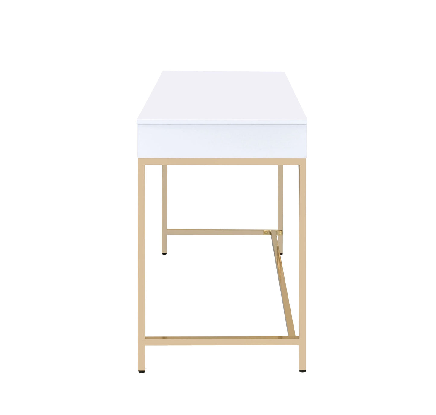 ACME Ottey Vanity Desk  in White High Gloss & Gold Finish