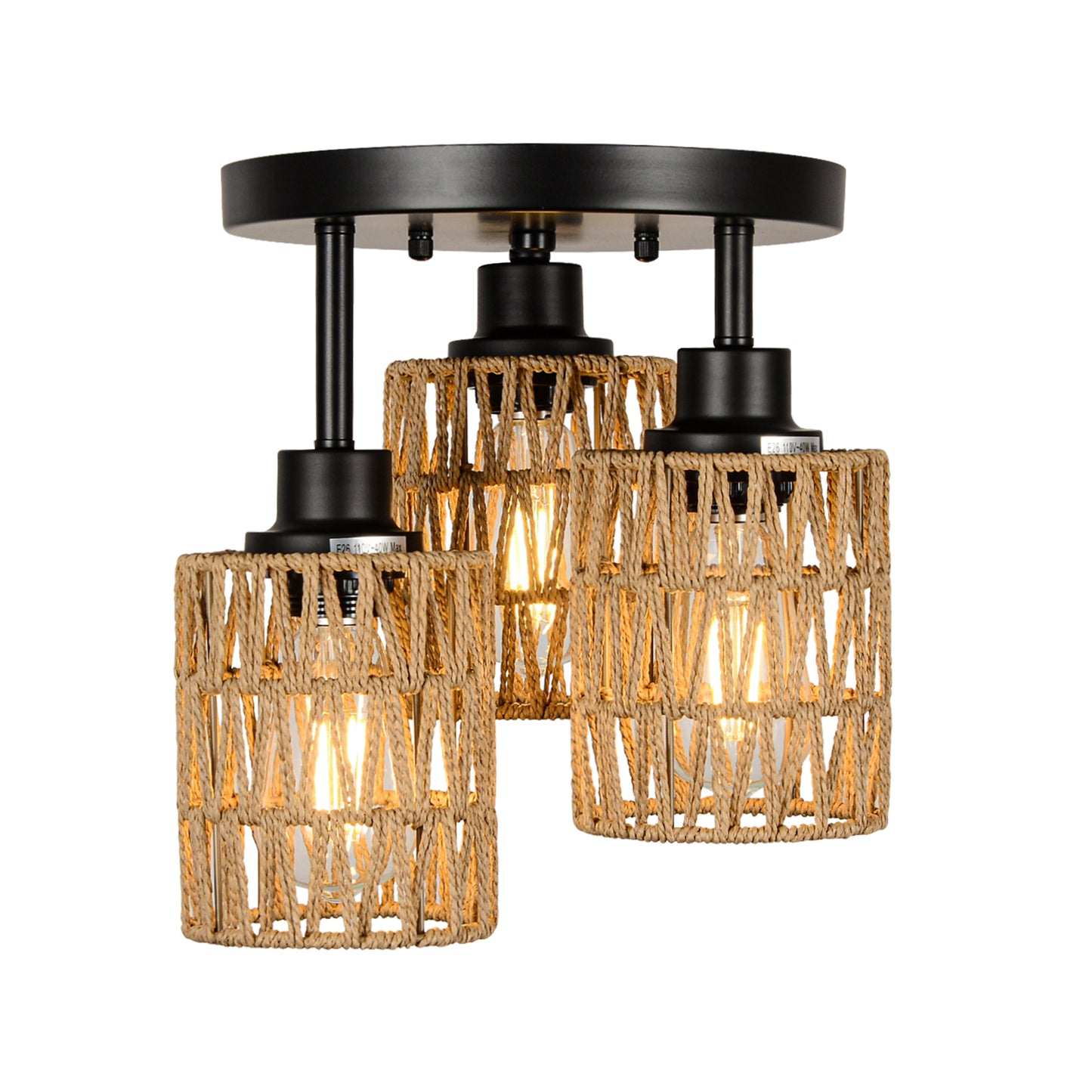 3-Lights Boho Flush Mount Light