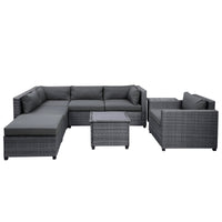 8 Piece Rattan Sectional Seating Group with Cushions, Patio Furniture Sets, Outdoor Wicker Sectional