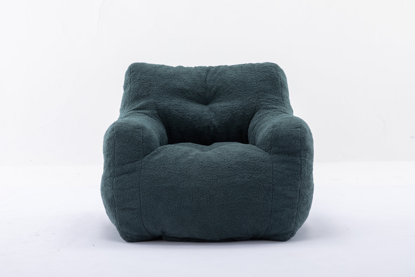 Soft Tufted Foam Bean Bag Chair With Teddy Fabric Green