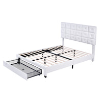 3-Pieces Bedroom Sets, Queen Size Upholstered Platform Bed with Two Wireless Chargers, Two Motion Activated Night Lights and Two Nightstands-White