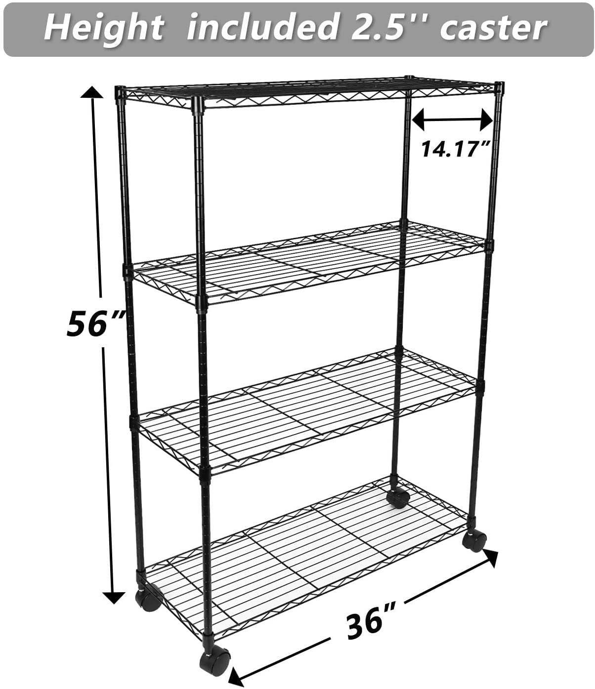 Simple Deluxe 4-Tier Heavy Duty Storage Shelving Unit, Black, 36Lx14Wx54H inch, 1 Pack