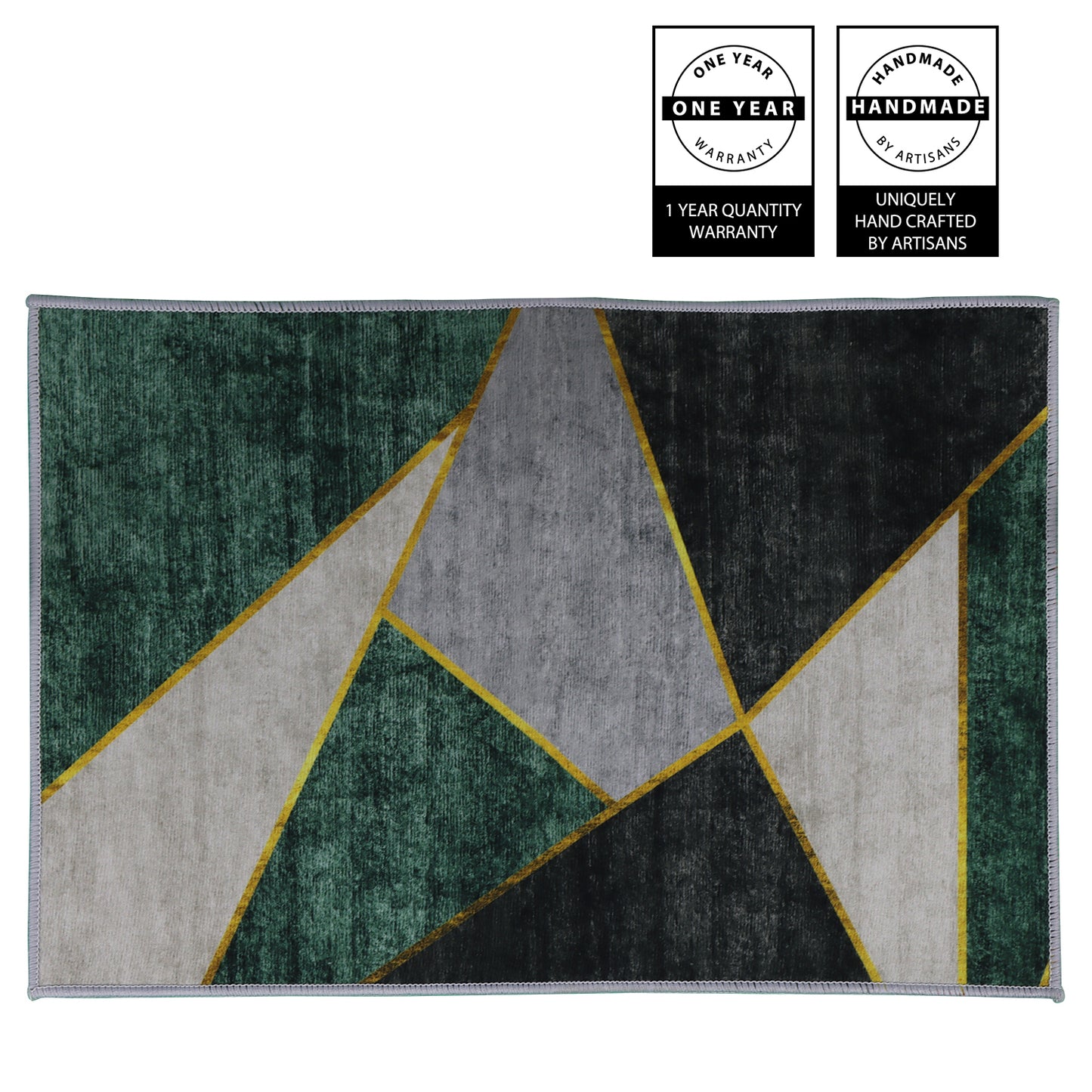 Casual Geometric Cotton Area Rug, Modern Abstract Geometric Shapes Accent Outdoor Rug 4ft x 5.3ft for Patio Bedrooms, Dining Rooms, Living Rooms Light Grey /Green