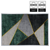 Casual Geometric Cotton Area Rug, Modern Abstract Geometric Shapes Accent Outdoor Rug 4ft x 5.3ft for Patio Bedrooms, Dining Rooms, Living Rooms Light Grey /Green