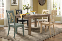 Casual Teal Finish Chairs Set of 2 Pine Veneer Transitional Double-X Back Design Dining Room Chairs