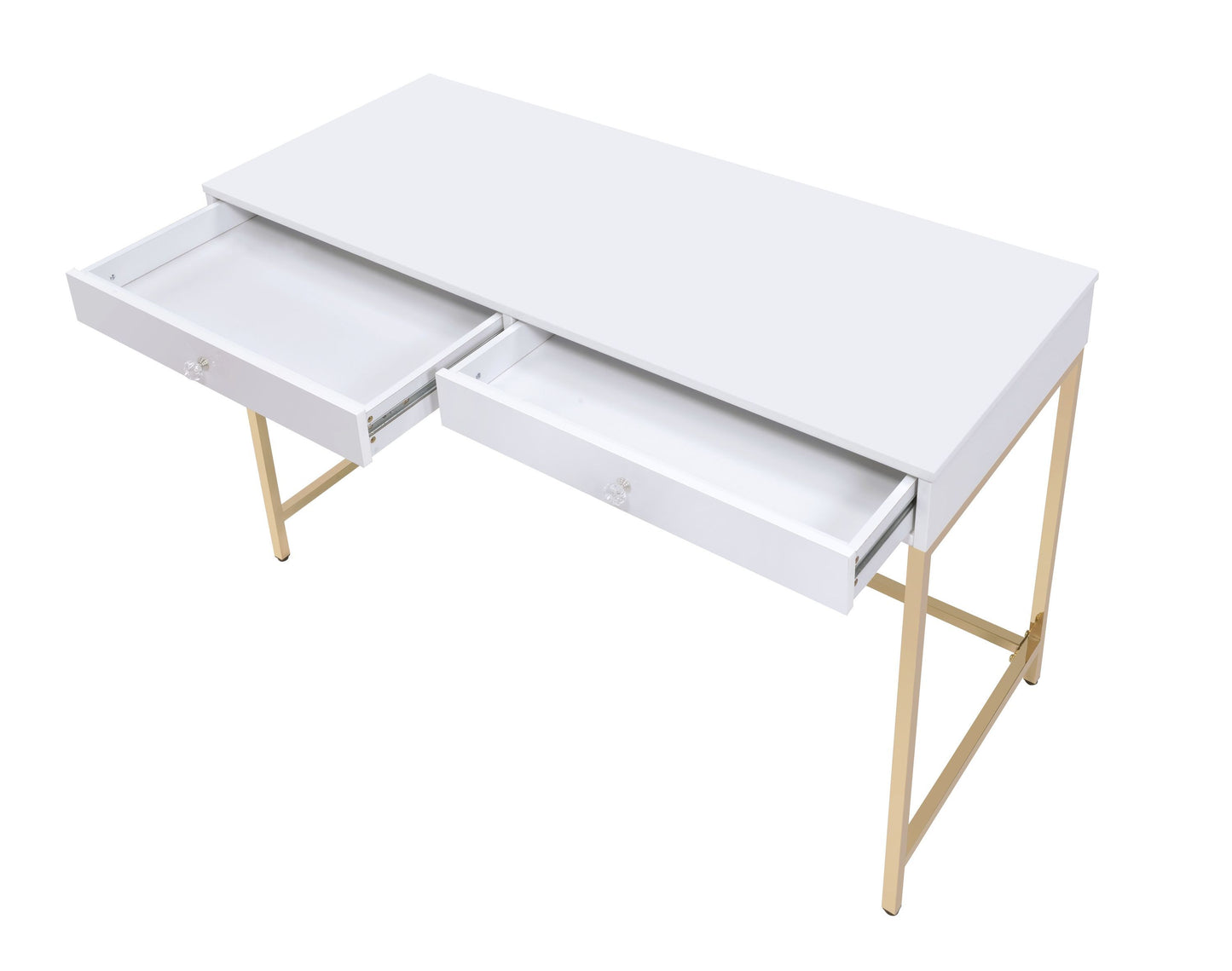 ACME Ottey Vanity Desk  in White High Gloss & Gold Finish