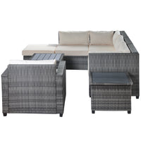 8 Piece Rattan Sectional Seating Group with Cushions, Patio Furniture Sets, Outdoor Wicker Sectional