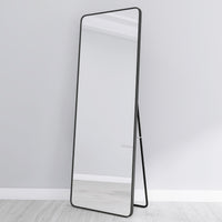 Square Rounded Corners Full Length Mirror Floor Mirror Hanging Standing or Leaning, Bedroom Mirror Wall-Mounted Mirror Dressing Mirror with Black Aluminum Alloy Frame, 65" x 22"