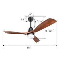 52 Inch Ceiling Fan Light With 6 Speed Remote Reversible Energy-saving DC Motor