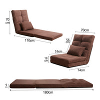 Triple Fold Down Sofa Bed, Adjustable Floor Couch Sofa with One Pillow, 5 Reclining Position, Convertible Upholstered Guest Sleeper