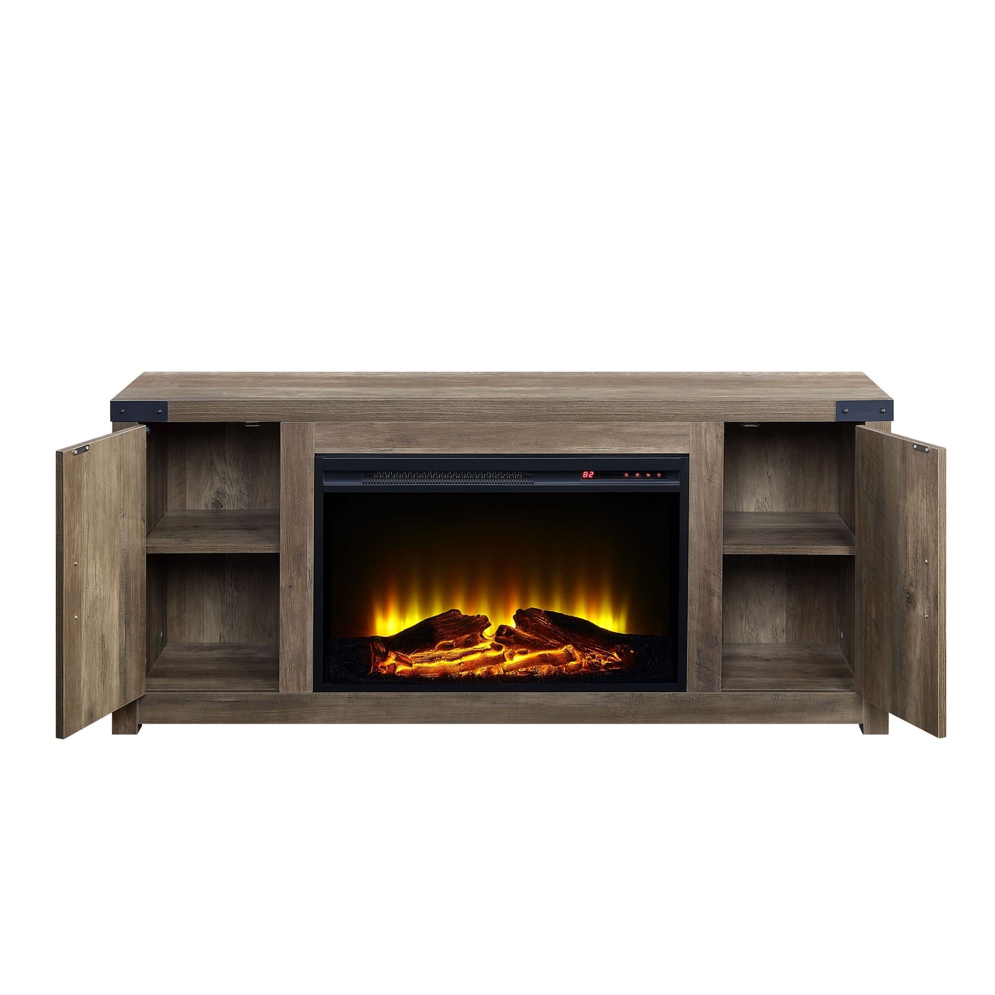 ACME Tobias Fireplace in Rustic Oak Finish