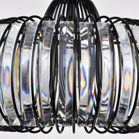 Modern Oblate Black Crystal Chandelier Fixture, Ceiling Pendant Light W16.5xL31.5