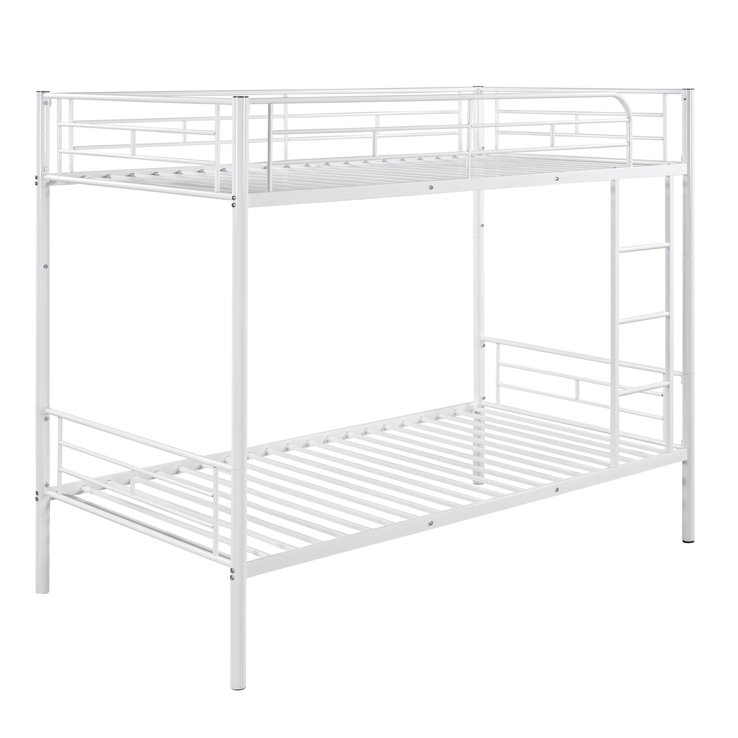 Twin Over Twin Metal Bunk Bed (White)