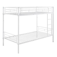 Twin Over Twin Metal Bunk Bed (White)