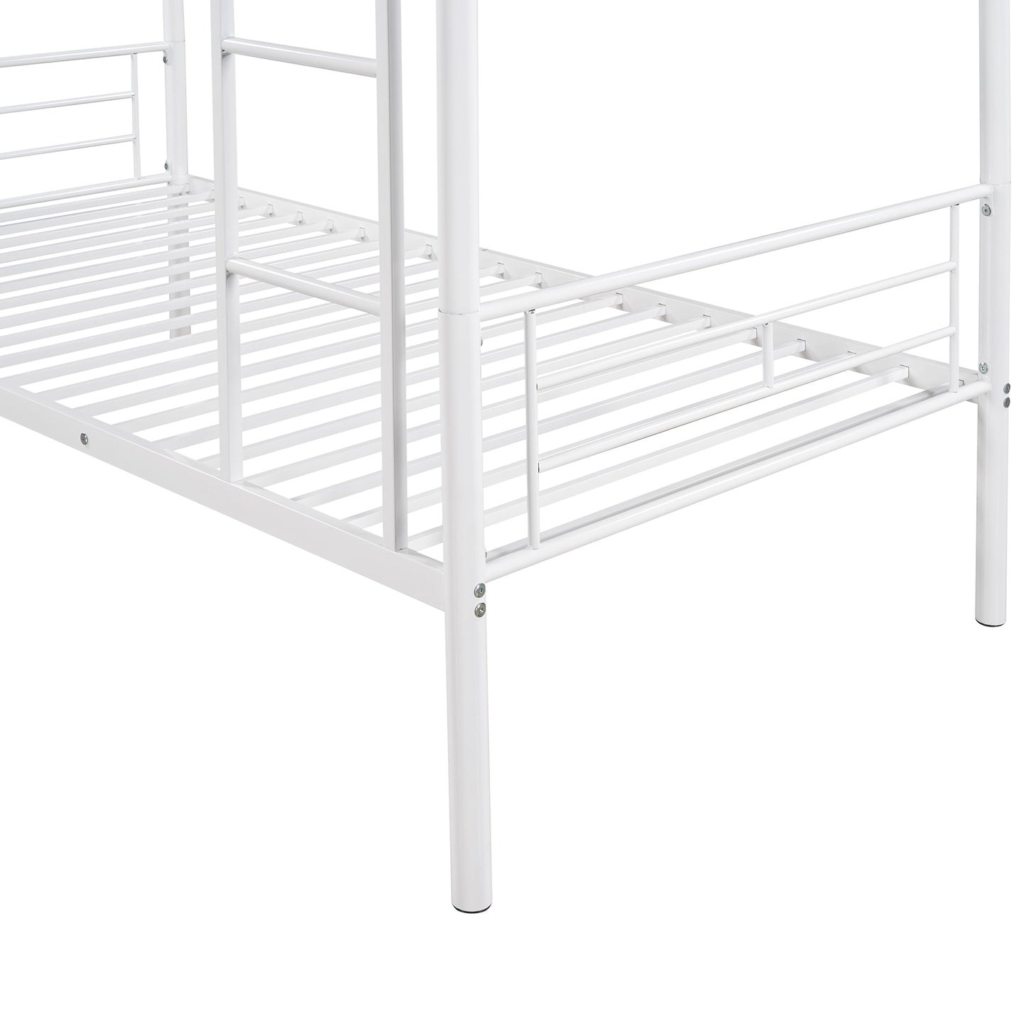 Twin Over Twin Metal Bunk Bed (White)