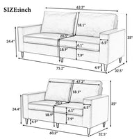 Modern Style Sofa and Loveseat Sets PU Leather Upholstered Couch Furniture for Home or Office (2+3 Seat)