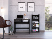 Vizcaya Home Office Set, Single Drawer, Keyboard Tray,Bookcase -Black