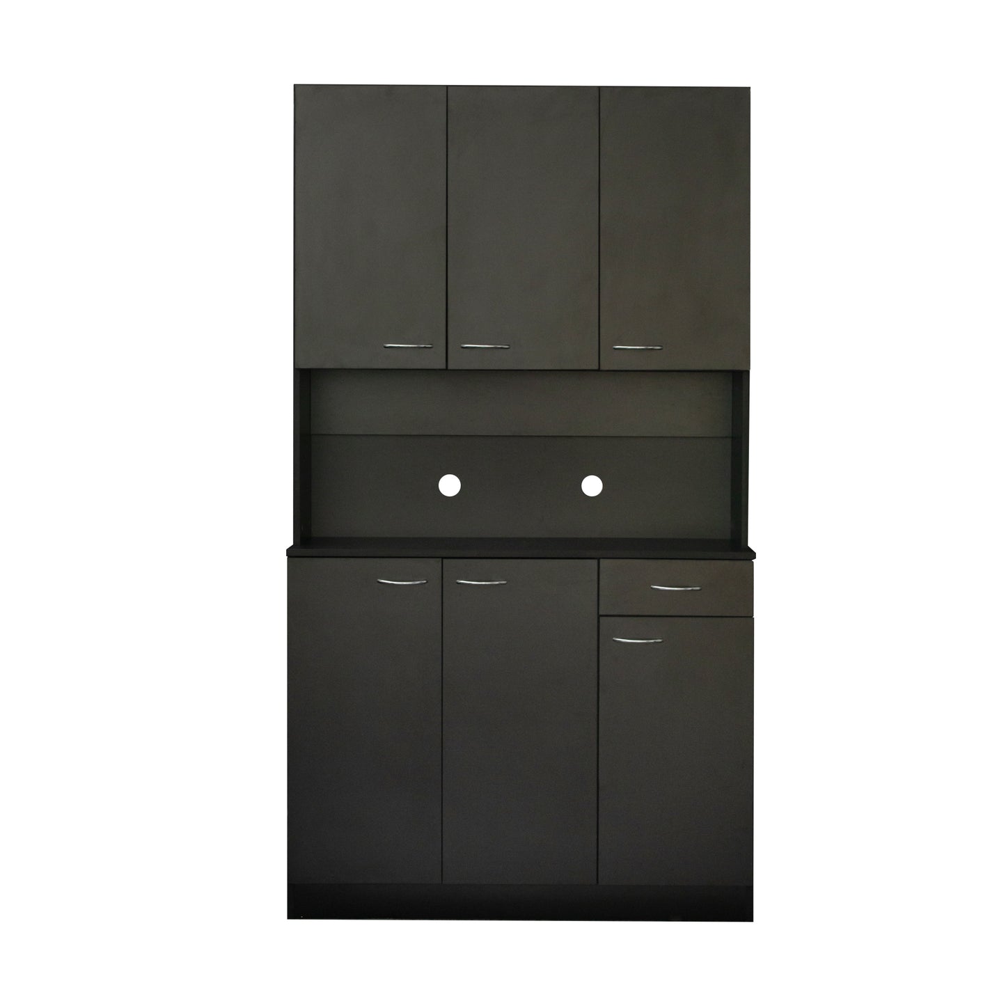 70.87" Tall Wardrobe & Kitchen Cabinet, with 6-Doors, 1-Open Shelves and 1-Drawer for Bedroom, Black