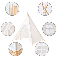 Kids Tent Natural Cotton Canvas Stable Framework Indoor Outdoor Safe Playing House Toys for Boy Girl