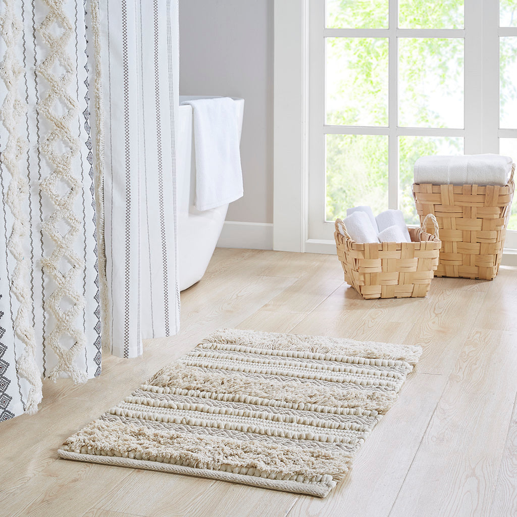 Woven Texture Stripe Bath Rug