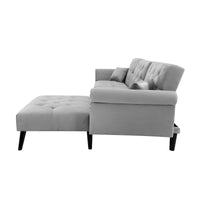 Convertible Sofa Bed Sleeper Light Grey Velvet