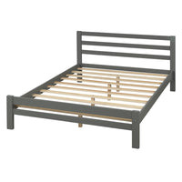 Wood Platform Bed with Two Drawers, Full (gray)