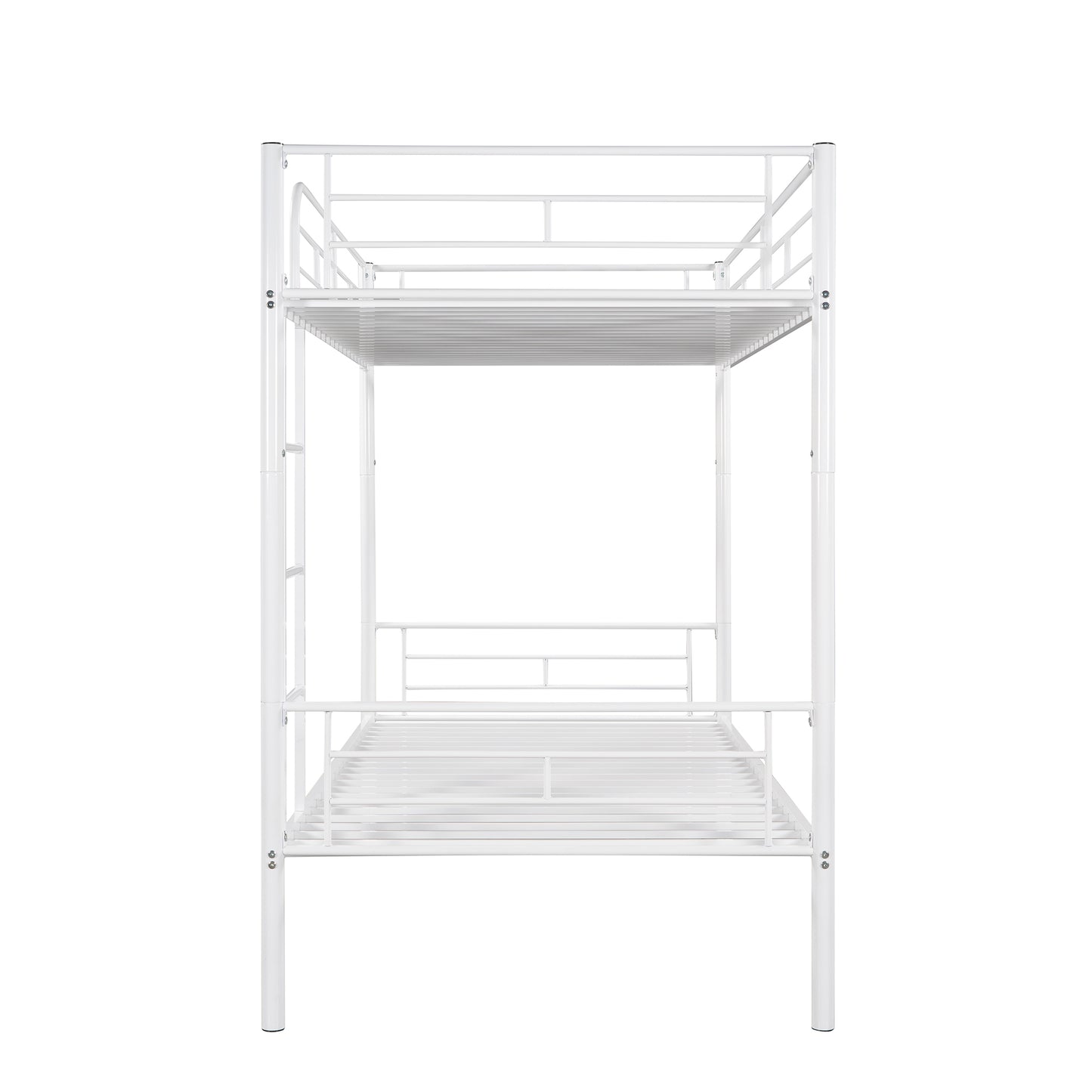 Twin Over Twin Metal Bunk Bed (White)