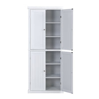 Freestanding Tall Kitchen Pantry, 72.4" Minimalist Kitchen Storage Cabinet Organizer with 4 Doors and Adjustable Shelves, White