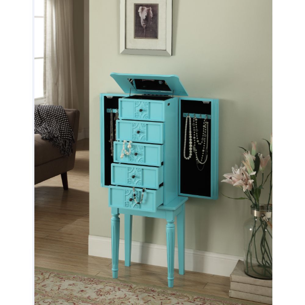 ACME Tammy Jewelry Armoire in Light Blue