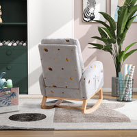 26.8"W Modern Rocking Chair for Nursery, Mid Century Accent Rocker Armchair With Side Pocket, Upholstered High Back Wooden Rocking Chair for Living Room Baby Kids Room Bedroom, Light Gray Boucle