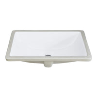 White Rectangular Undermount Bathroom Sink With Overflow