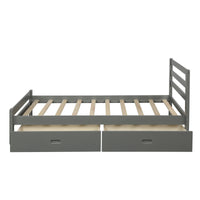 Wood Platform Bed with Two Drawers, Full (gray)