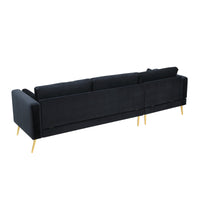 Sectional Sofa with Two Pillows, L-Shape Upholstered Couch with Modern Elegant Velvet for Living Room Apartment