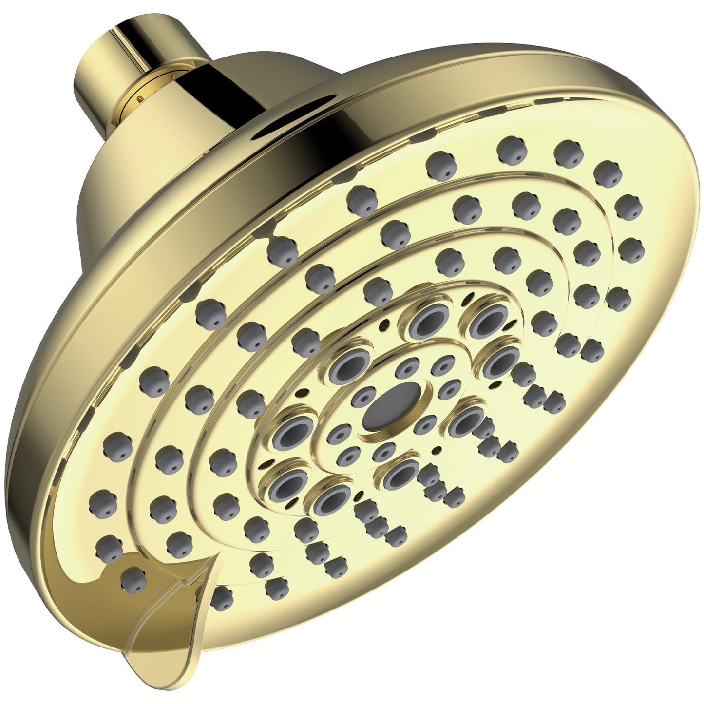 6 Spray Settings High Pressure Shower Head 5" Rain Fixed Showerhead - Gold Adjustable Shower Head with Anti-Clogging Nozzles, Low Flow Easily Installation