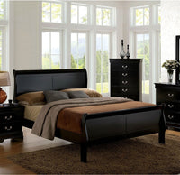 California King Size Bed Black Louis Phillipe Solidwood 1pc Bed Bedroom Sleigh Bed