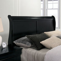 Full Size Bed Black Louis Phillipe Solidwood 1pc Bed Bedroom Sleigh Bed