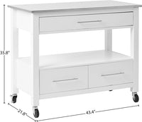 ACME Ottawa Kitchen Cart, Stainless Steel & White