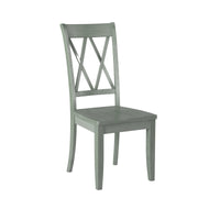 Casual Teal Finish Chairs Set of 2 Pine Veneer Transitional Double-X Back Design Dining Room Chairs