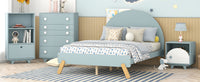 4-Pieces Bedroom Sets for Kids, Full Size Platform Bed with Nightstand, Chest and Bookcase, Blue