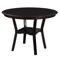 5-Piece Kitchen Dining Table Set Round Table with Bottom Shelf, 4 Upholstered Chairs for Dining Room (Espresso）