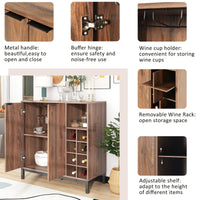 K&K Sideboards and Buffets With Storage Coffee Bar Cabinet Wine Racks Storage Server Dining Room Console 34 Inch (Dark Brown)