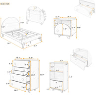 4-Pieces Bedroom Sets for Kids, Full Size Platform Bed with Nightstand, Chest and Bookcase, Blue