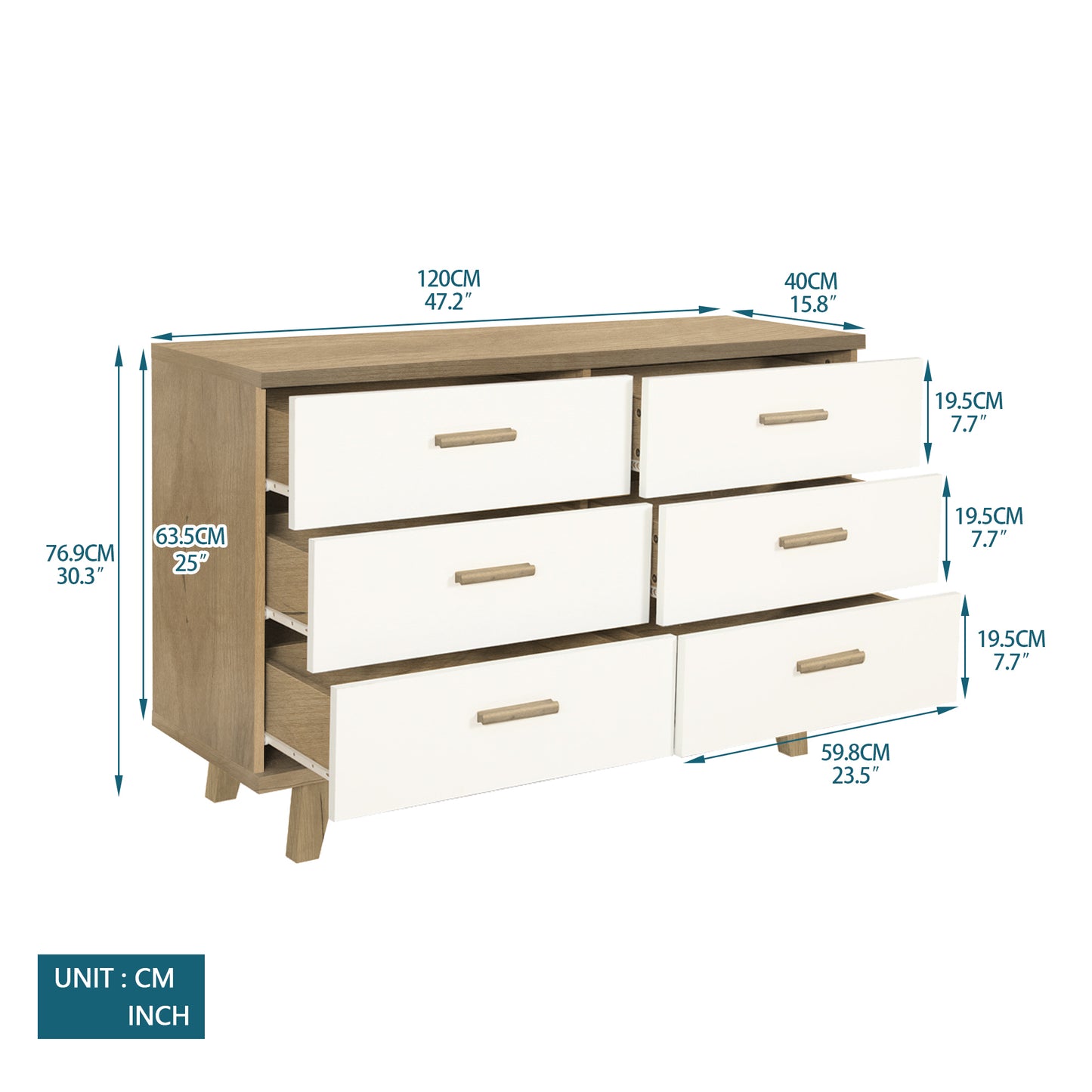 Drawer Dresser Cabinet, Bar Cabinet with Solid Wood Handles and Foot Stand