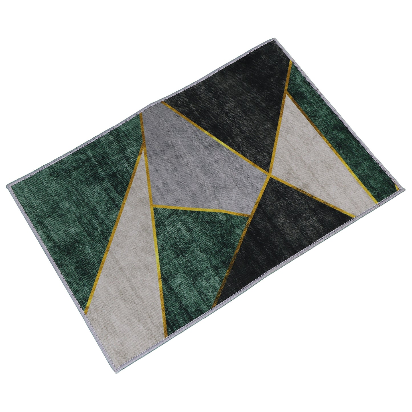 Casual Geometric Cotton Area Rug, Modern Abstract Geometric Shapes Accent Outdoor Rug 4ft x 5.3ft for Patio Bedrooms, Dining Rooms, Living Rooms Light Grey /Green