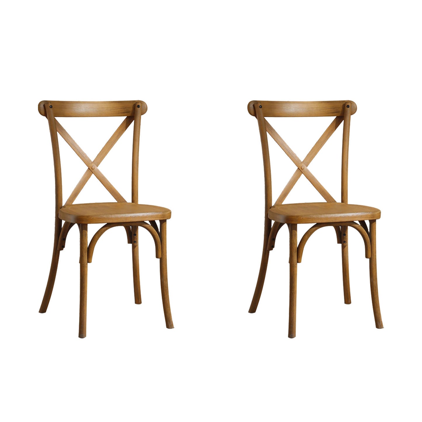 2-Pack Resin X-Back Chair Dining Chair Furniture 2-Pack, Retro Natural Mid Century Chair Modern Farmhouse Cross Back Chair , Natural