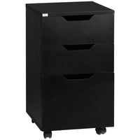 HOMCOM 3 Drawer Mobile File Cabinet, Rolling Printer Stand, Vertical Filing Cabinet, Black