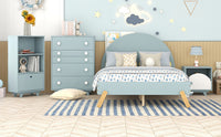 4-Pieces Bedroom Sets for Kids, Full Size Platform Bed with Nightstand, Chest and Bookcase, Blue