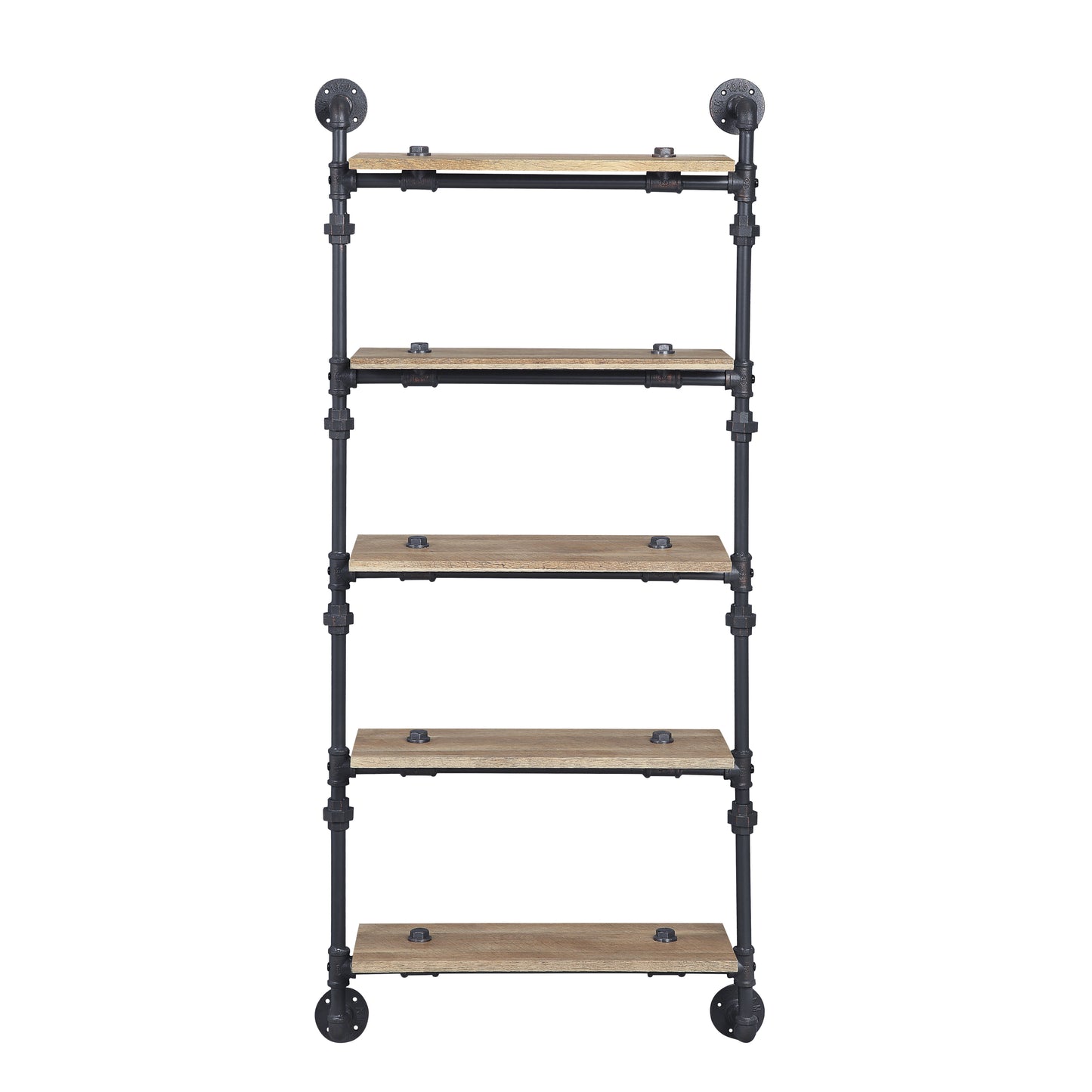 ACME Brantley Wall Rack w/5 Shelves in Oak & Sandy Black Finish