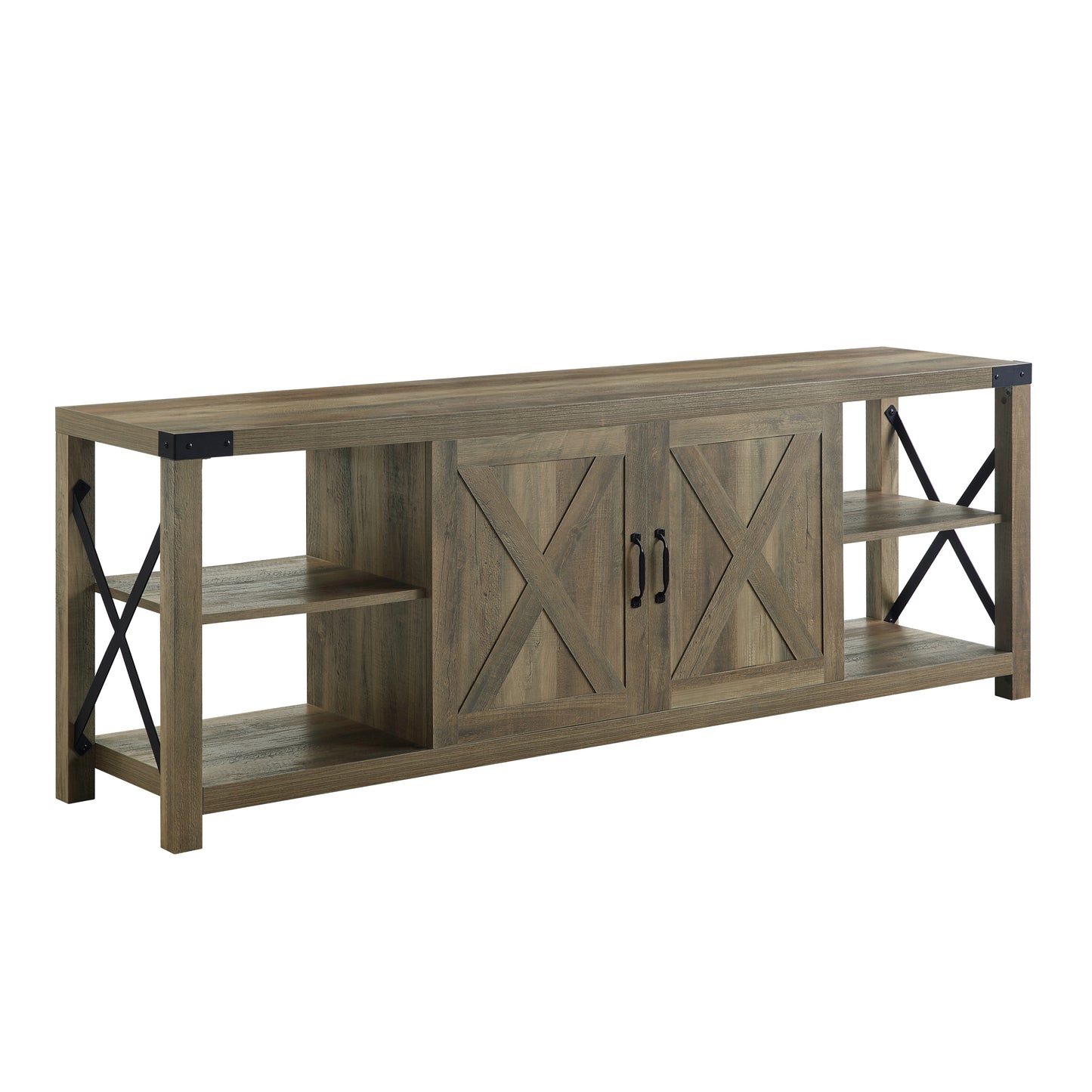 ACME Abiram TV Stand in Rustic Oak Finish