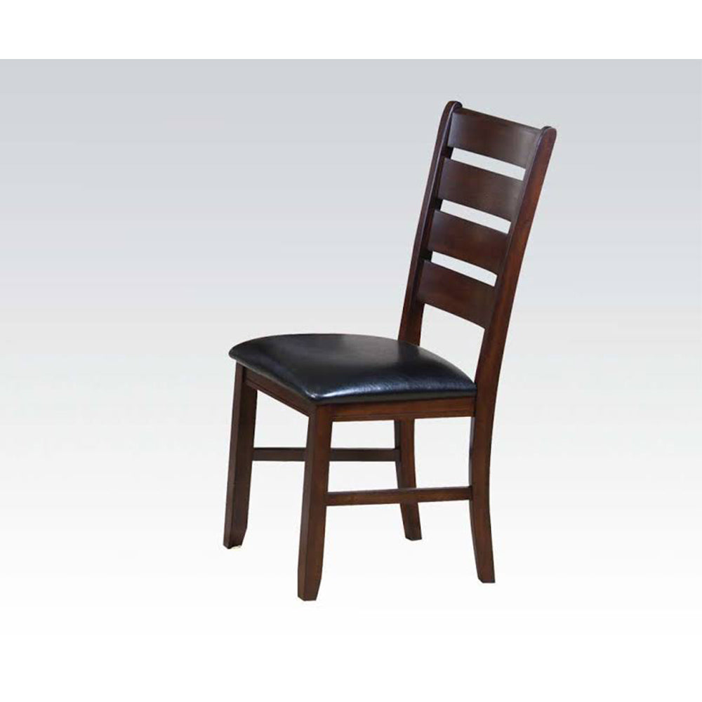 ACME Urbana Side Chair (Set-2) in Black PU & Cherry